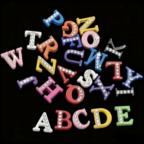 Breloques Lettres Anglaises Colorées en Strass en Alliage Pendentif DIY pour Bracelet Collier Accessoires de Fabrication de Bijoux