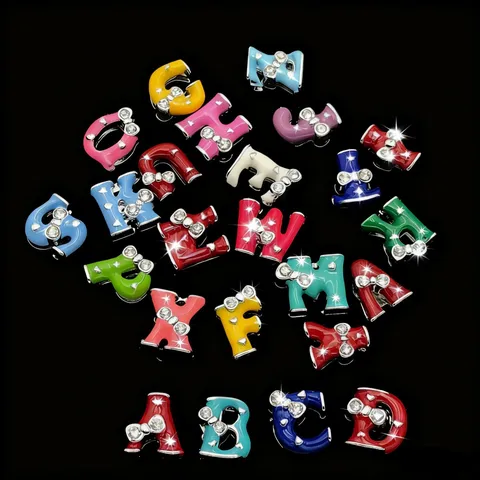 Breloques Lettres Nœud Papillon en Alliage Huile Égouttée Strass Émail Accessoires Bijoux DIY pour Bracelet Chaîne Téléphone