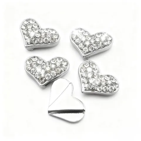 Pendentif Cœur en Strass Pave Cristal Alliage Accessoires de Fabrication de Bijoux Argent Brillant