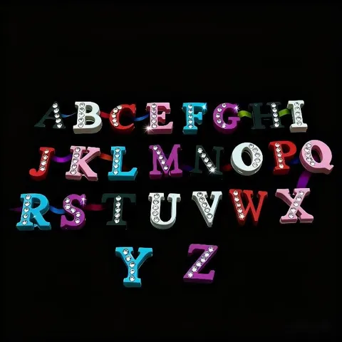 Breloques Lettres Coulissantes Alphabet Anglais Strass Peintes en Alliage Tendance Accessoire Alphabet en Cristal Coloré pour Fabrication de Bracelet DIY
