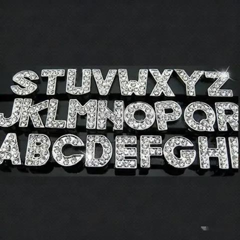 DIY Alloy Rhinestone Letter Charms Alphabet Pendant For Phone Chain Car Key Chain Jewelry Making Accessories