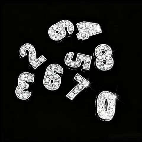 Breloques Chiffres en Strass en Alliage Pendentifs Numériques DIY pour Fabrication de Bijoux Bracelet Porte-Clés Accessoires