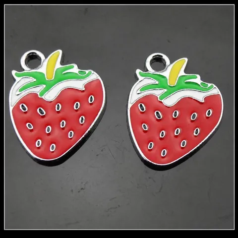 Alloy Drip Oil Strawberry Pendant DIY Jewelry Findings Necklace Choker Cute Enamel Fruit Charm Accessories