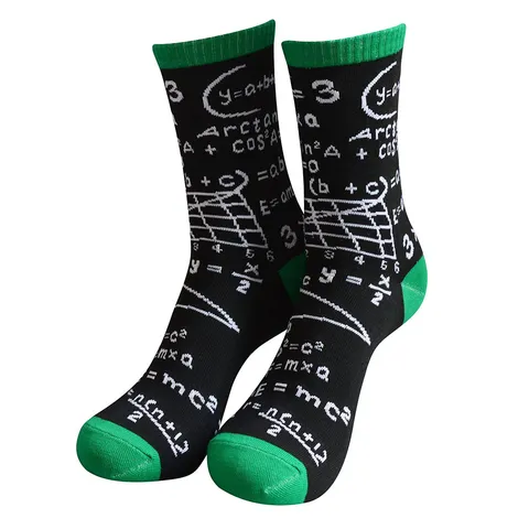 Chaussettes Mi-Chaussette Unisexe Imprimé Formule Mathématique Scientifique Chaussettes Décontractées Lettres en Bloc de Couleur