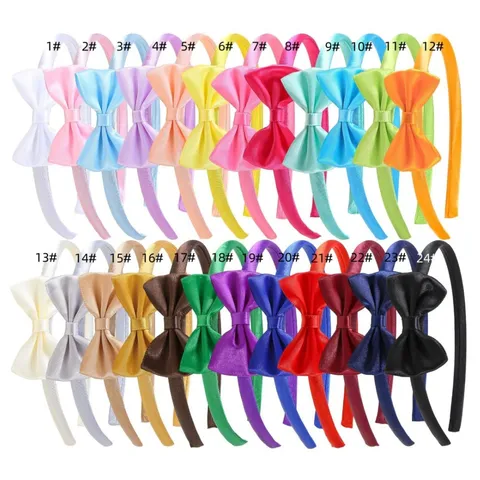 Serre-tête Nœud en Satin Couleur Unie pour Filles Accessoires Cheveux Enfants Doux Fait à la Main