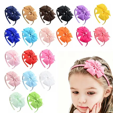 Children Grosgrain Ribbon Swallowtail Bow Headband Fresh Versatile Girls Hair Hoop Sweet Solid Color Ribbon Hair Accessories
