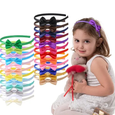 Serre-tête Nœud en Satin Couleur Unie pour Filles Accessoires Cheveux Enfants Doux Fait à la Main