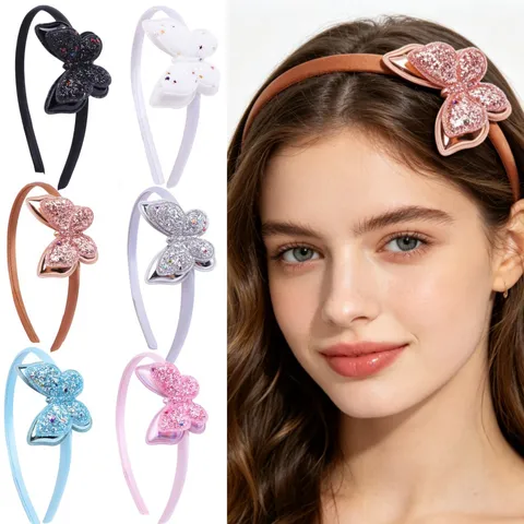Kinderen Lovertjes Vlinder Stof Hoofdband Zoete Fonkelende Pailletten Haarband Voor Meisjes Kids Haaraccessoires