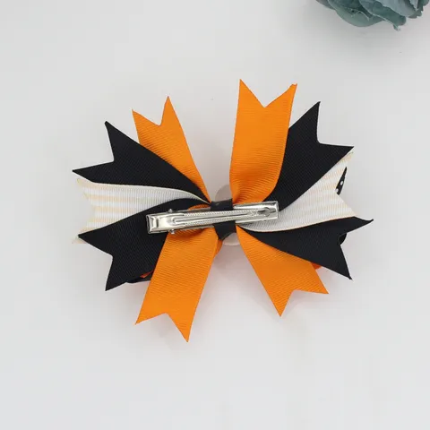 Halloween Nœud Pinces à Cheveux Fait Main Polyester Enfants Pince Crocodile Épingles à Cheveux Festival Fête Accessori de Cheveux pour Enfants Filles