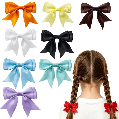 Double Layer Swallowtail Ribbon Bow Hair Clip Satin Bowknot Alligator Clip For Women Girls Princess Hair Accessories