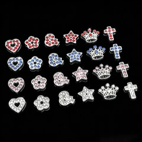 Alliage Strass DIY Bijoux Pendentifs Cœur Étoile Couronne Croix Forme Perles de Cristal Accessoires Pour Bracelet Porte-clés