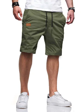 Short Décontracté et Sportif pour Hommes Couleur Unie Tissé Séchage Rapide Cordon de Serrage Taille Élastique Short Confort Plage pour Été Quotidien