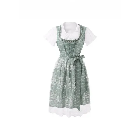 Robe Dirndl Princesse pour Femmes Costume de l'Oktoberfest Allemand Servante Bavaroise Traditionnelle Robe à Manches Courtes en Polyester Mercerisé Patchwork pour Performance sur Scène
