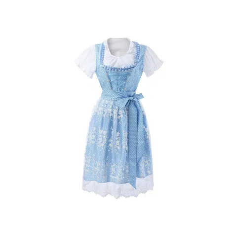 Robe Dirndl Princesse pour Femmes Costume de l'Oktoberfest Allemand Servante Bavaroise Traditionnelle Robe à Manches Courtes en Polyester Mercerisé Patchwork pour Performance sur Scène