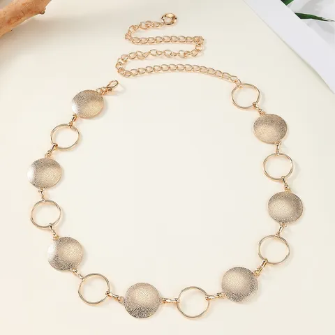 Women Geometric Round Disk Metal Waist Chain Belt Adjustable Dress Pants Belly Chain Fashion Body Accessory Jewelry Gift