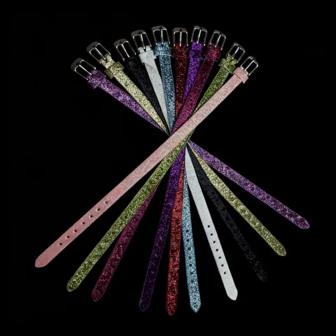 Colorful Glitter PU Leather Watch Strap Sparkle Replacement Wrist Band Fashion Bracelet Strap For Women Accessories