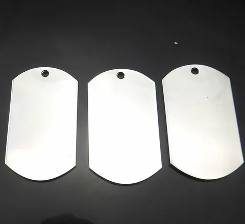 Stainless Steel Blank Dog Tag Pendant Mirror Polished Military Style ID Tag Necklace Pendant For DIY Jewelry Making