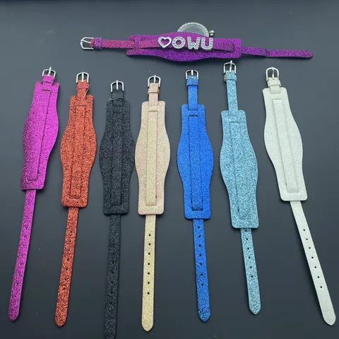 Glitter PU Leather Watch Band DIY Handmade Bracelet Wrist Strap Fashion Watch Accessories