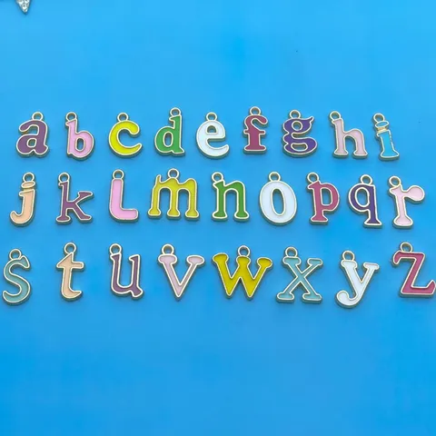 DIY Alliage Goutte D'Huile Lettre Anglaise Breloques Pendentifs Alphabet Colorés Pour Boucle D'Oreille Bracelet Collier Fabrication De Bijoux