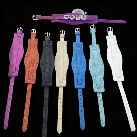 Glitter PU Leather Watch Band DIY Handmade Bracelet Wrist Strap Fashion Watch Accessories