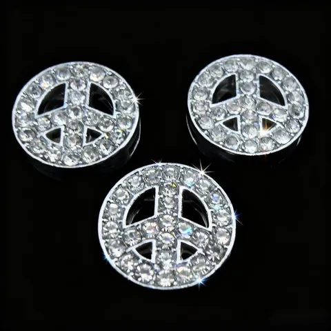 Strass Vredesteken Bedel Legering DIY Sieraden Maken Hanger Sprankelend Kristal Vredessymbool Accessoire Voor Handwerk