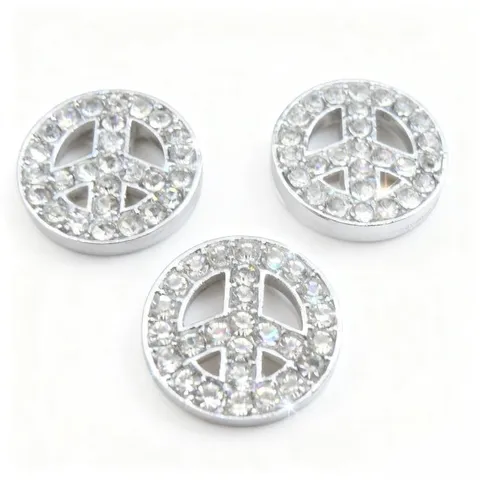 Strass Vredesteken Bedel Legering DIY Sieraden Maken Hanger Sprankelend Kristal Vredessymbool Accessoire Voor Handwerk