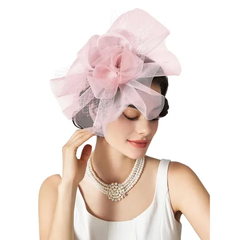 Femmes Mode Maille Plume Noeud Pince à Cheveux Fascinator Coiffe Élégante Fête Mariage Accessoires Cheveux
