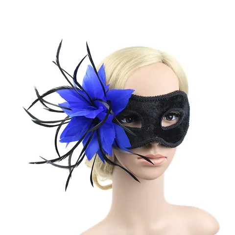 Máscara de Mascarada de Plumas Encaje Floral Fiesta Mujeres Disfraz Graduación Halloween Baile Máscara Facial Decorativa