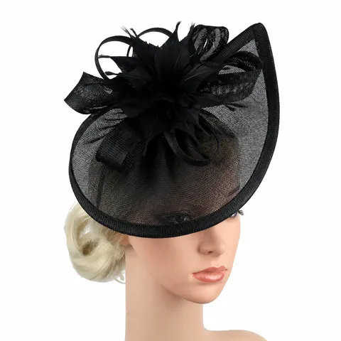Vintage Fascinator Hat For Women Satin Mesh Feather Headband Retro Kentucky Derby Bridal Headwear For Wedding Party Tea Party Hair Accessory