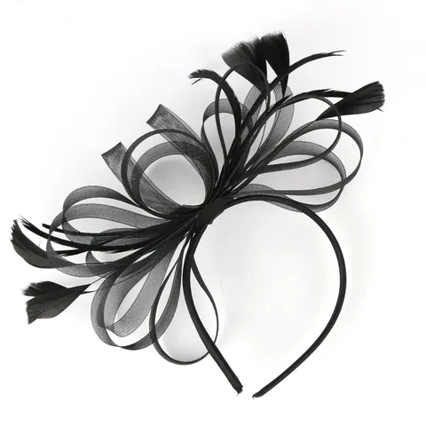 Women Fascinator Hat Mesh Bow Feather Hair Clip For Wedding Party Kentucky Derby Cocktail Headband Bridal Hair Accessories