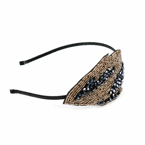 Vintage 1920s Leaf Headband Alloy Rhinestone Beaded Flapper Hair Band Gatsby Headpiece Wedding Party Performance Hair Accessories For Women