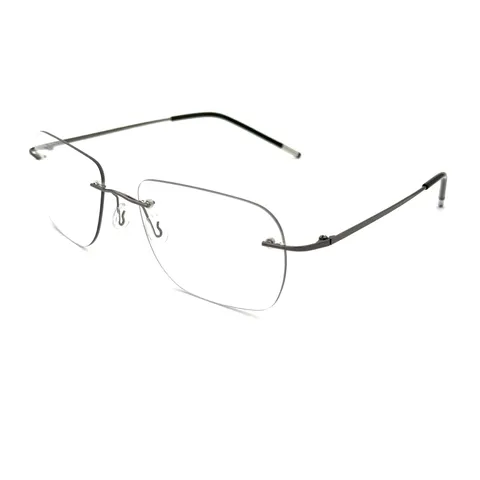 Lunettes de Soleil Carrées Sans Monture en Titane Pur Ultra-léger pour Hommes Polarisées Photochromiques Lunettes de Conduite UV400 Vision Jour Nuit