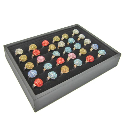 Black Velvet Jewelry Tray Ring Earring Display Holder Organizer Soft Velvet Showcase Stand For Women Jewelry Storage