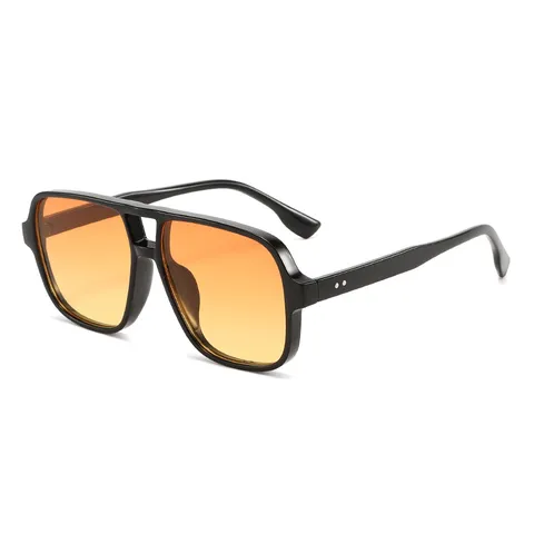 Retro Square Frame Double Bridge Pilot Sunglasses Fashion Oversized UV400 Sun Glasses For Outdoor Driving Women Men Travel Classic Eyewear