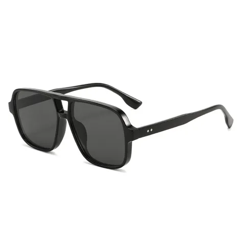 Retro Square Frame Double Bridge Pilot Sunglasses Fashion Oversized UV400 Sun Glasses For Outdoor Driving Women Men Travel Classic Eyewear