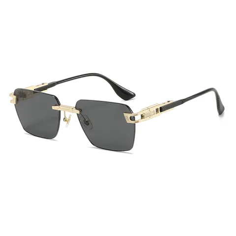 Randloze Zonnebril Verloop Glazen Zinklegering Frame High End Zakelijk Stijl UV Bescherming Mechanische Poten Unisex