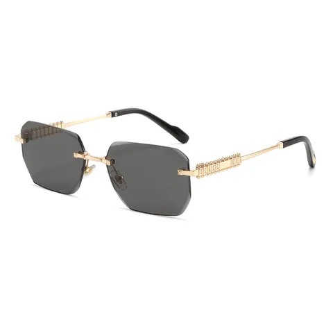 Retro Polygon Rimless Sunglasses For Men Women Fashion Zinc Alloy Metal Frame UV400 Outdoor Sun Glasses