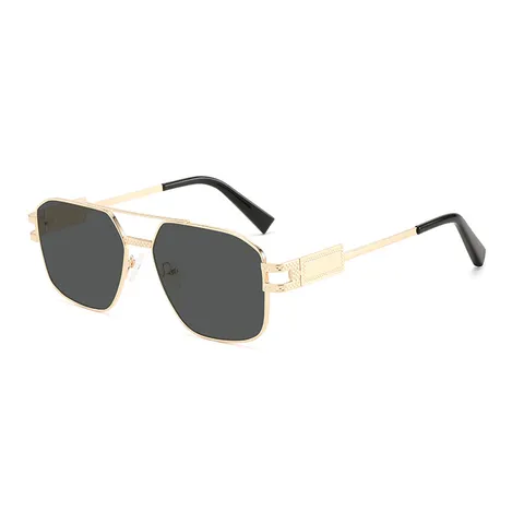 Gafas de Sol Cuadradas de Doble Puente de Metal de Moda para Hombres Mujeres Vintage Protección UV400 Gafas de Sol Estilo Diseñador de Lujo