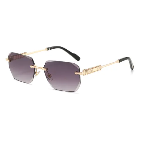 Retro Polygon Rimless Sunglasses For Men Women Fashion Zinc Alloy Metal Frame UV400 Outdoor Sun Glasses