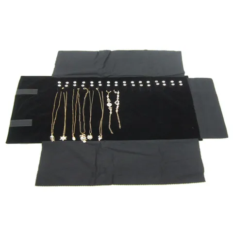 Portable Velvet Jewelry Roll Bag Travel Necklace Bracelet Organizer Exhibition Display Storage Pouch Holder