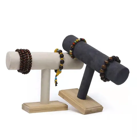 Velvet Jewelry Display Stand T-Shape Watch Bracelet Holder Organizer for Home Retail Store Countertop Showcase