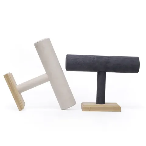 Velvet Jewelry Display Stand T-Shape Watch Bracelet Holder Organizer for Home Retail Store Countertop Showcase