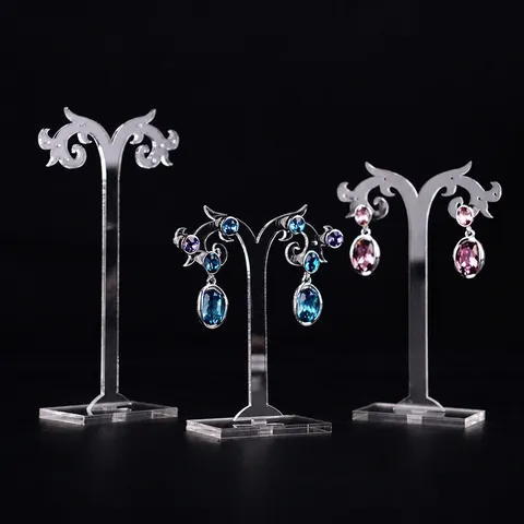 Acrylic Earring Display Stand T Shape Jewelry Holder Transparent Black Earring Stud Holder Organizer Display Props