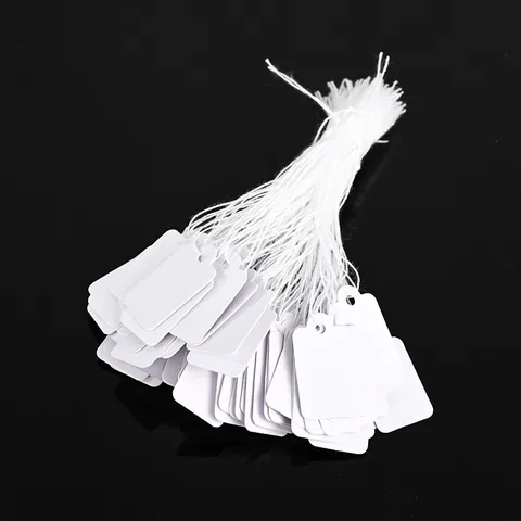 Blank White Paper Price Tags With Hanging String Blank Handwrite Price Labels For Jewelry Retail Merchandise Display