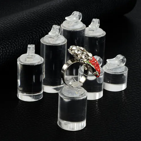Acrylic Ring Display Stand Transparent Black Ring Holder Jewelry Display Organizer for Retail Store Showcase Counter