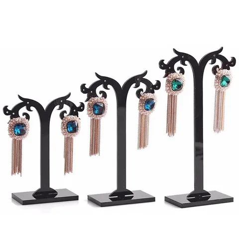 Acrylic Earring Display Stand T Shape Jewelry Holder Transparent Black Earring Stud Holder Organizer Display Props