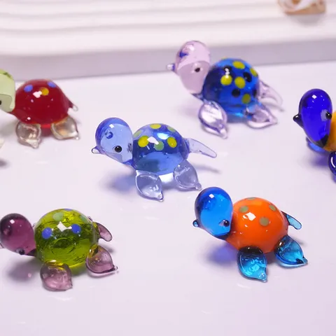 Glass Turtle Figurine Miniature Ocean Animal Ornament Cute Micro Landscape Landscaping Decor DIY Aquarium Accessories