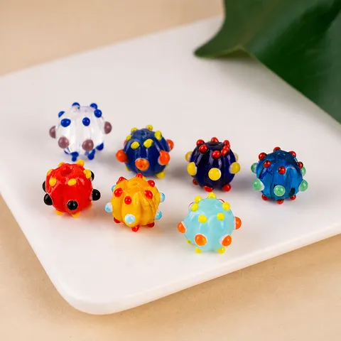 Colorful Glass Loose Beads Colorblock Dots Round Spacer Beads For DIY Jewelry Making Earrings Bracelets Hair Accessories