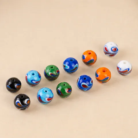 Colorful Glass Beads Swirl Pattern Loose Beads For DIY Bracelet Necklace Jewelry Making Handcrafted Accessories