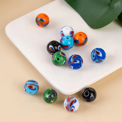 Colorful Glass Beads Swirl Pattern Loose Beads For DIY Bracelet Necklace Jewelry Making Handcrafted Accessories
